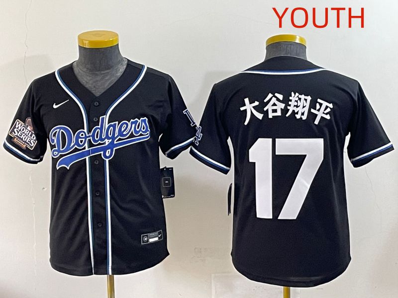 Youth 2025 Los Angeles Dodgers 17 Ohtani Black Three generations Fashion Nike MLB Jersey style 19